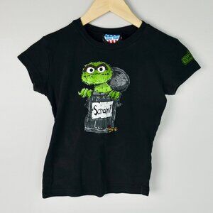 Junk Food Oscar the Grouch Scram Vintage Junior's Small Black Tee